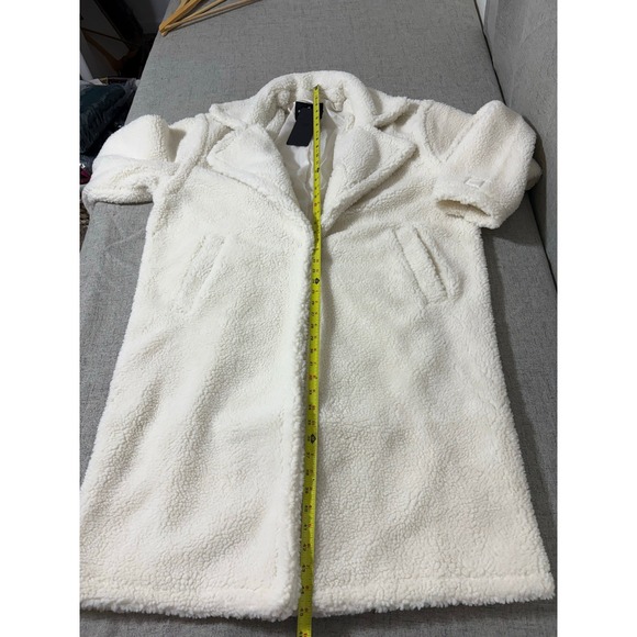 Fabletics Teddy Long Coat Women XXL Cream Oversized Sherpa Fleece Lounge - Picture 7 of 9